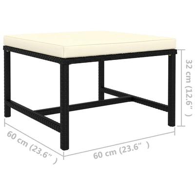 Sectional Footrest with Cushion Black Poly Rattan Payday Deals