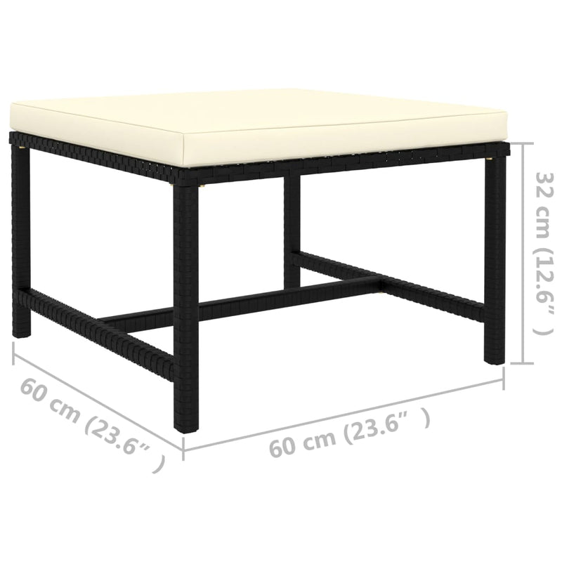 Sectional Footrest with Cushion Black Poly Rattan Payday Deals
