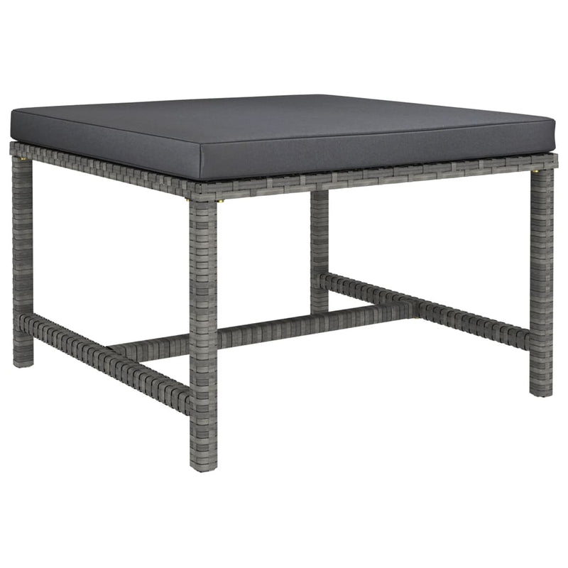 Sectional Footrest with Cushion Grey Poly Rattan Payday Deals