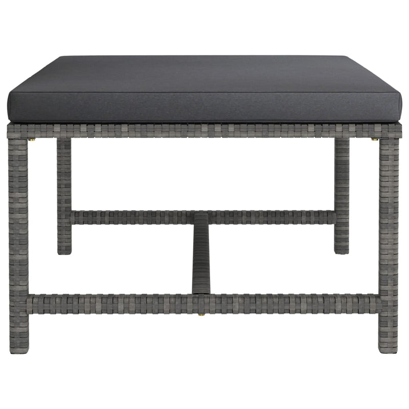 Sectional Footrest with Cushion Grey Poly Rattan Payday Deals