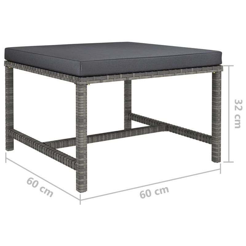 Sectional Footrest with Cushion Grey Poly Rattan Payday Deals