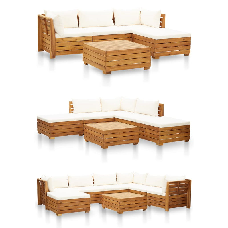Sectional Middle Sofa 1 pc with Cushions Solid Acacia Wood Payday Deals