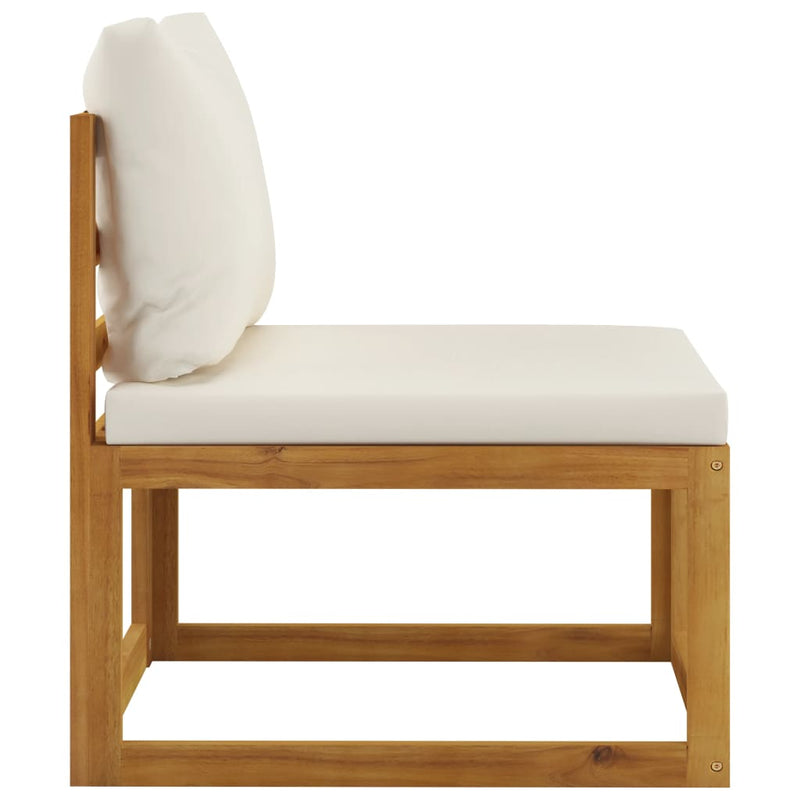 Sectional Middle Sofa & Cream White Cushion Solid Acacia Wood Payday Deals
