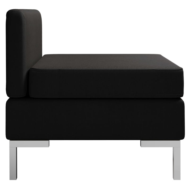 Sectional Middle Sofa with Cushion Fabric Black Payday Deals