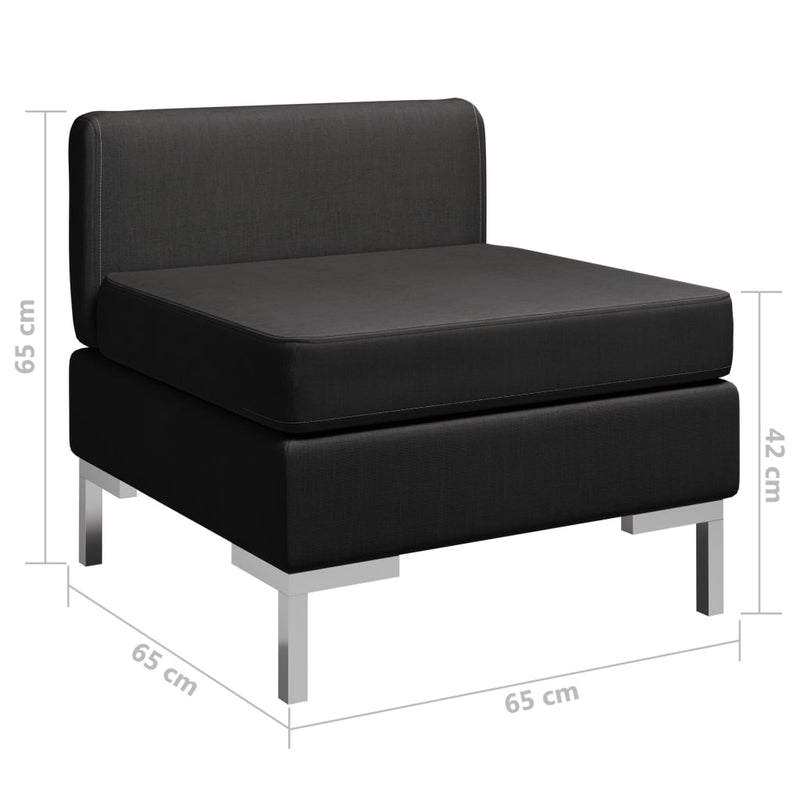 Sectional Middle Sofa with Cushion Fabric Black Payday Deals