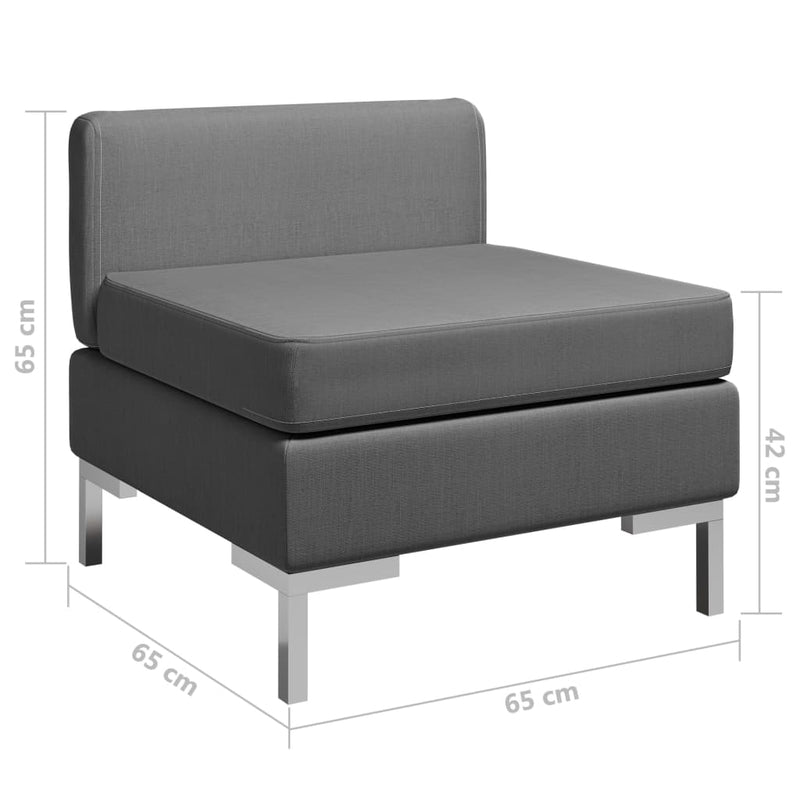 Sectional Middle Sofa with Cushion Fabric Dark Grey Payday Deals