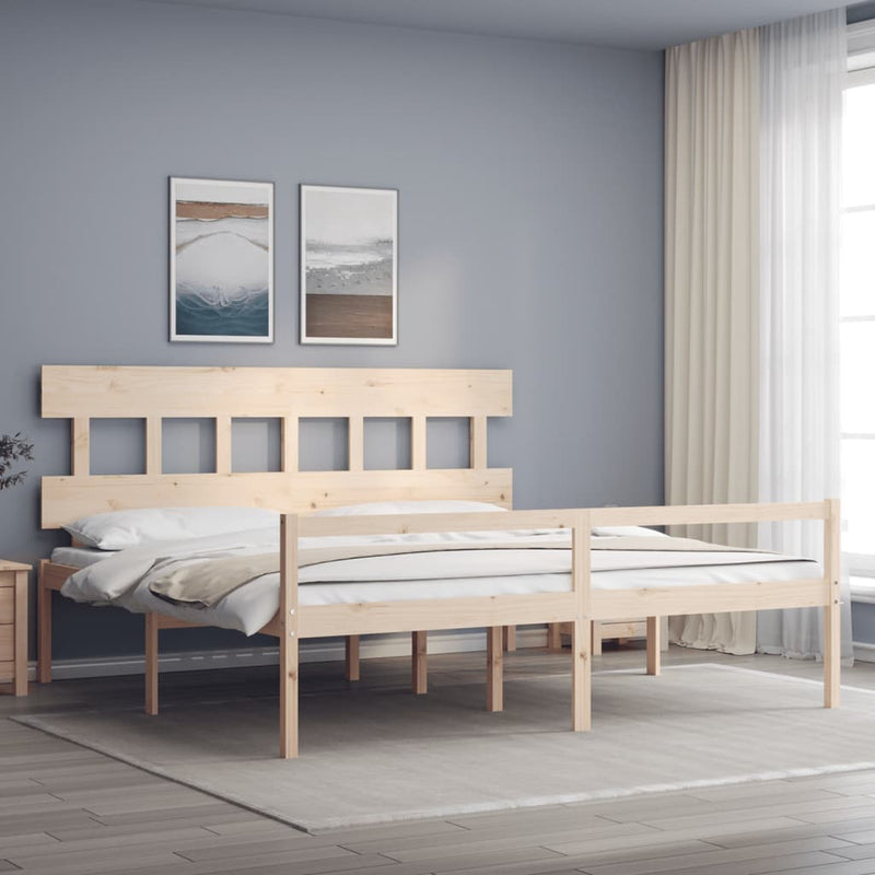 Senior Bed without Mattress 183x203 cm King Solid Wood Payday Deals