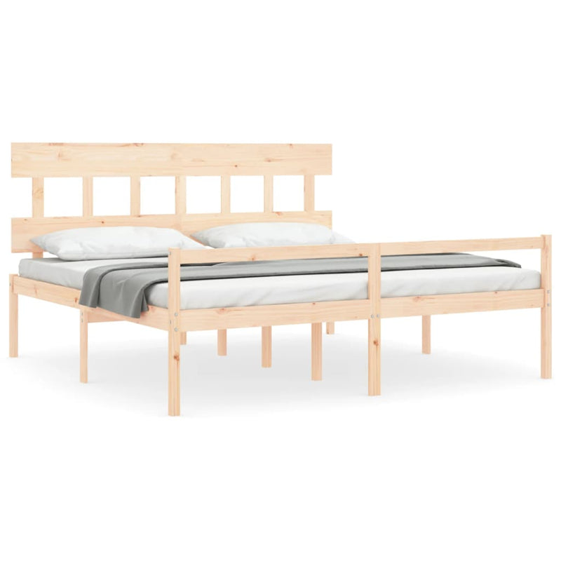 Senior Bed without Mattress 183x203 cm King Solid Wood Payday Deals