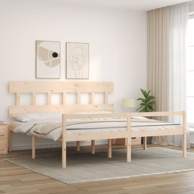 Senior Bed without Mattress 183x203 cm King Solid Wood Payday Deals