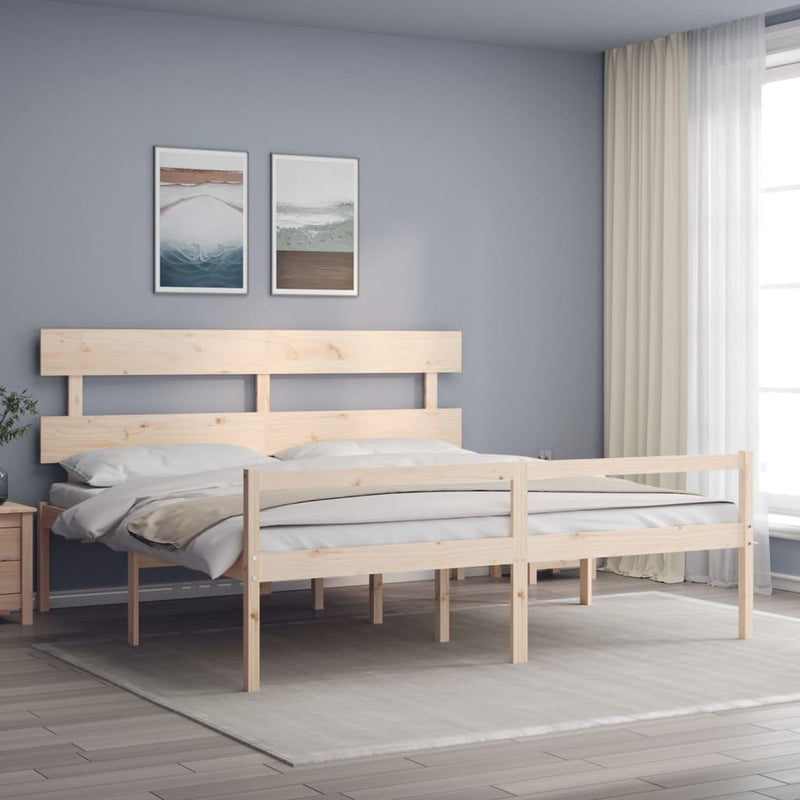 Senior Bed without Mattress 183x203 cm King Solid Wood Payday Deals