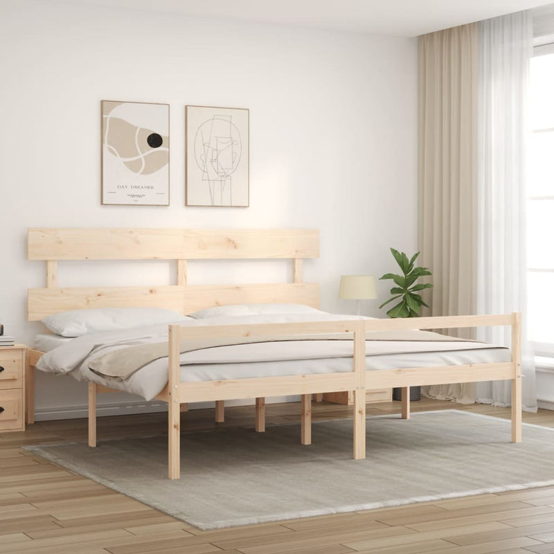 Senior Bed without Mattress 183x203 cm King Solid Wood Payday Deals