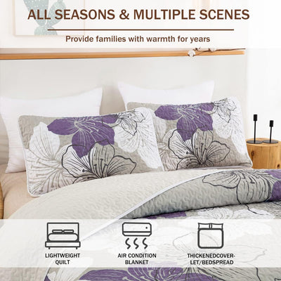 Serene Quilted bedspread and pillowcovers set: Enjoy Tranquil Comfort - Queen size Payday Deals