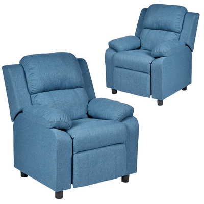Set of 2 Erika Blue Kids Recliner Sofa Chair Blue Lounge Couch Armchair Childrens Payday Deals