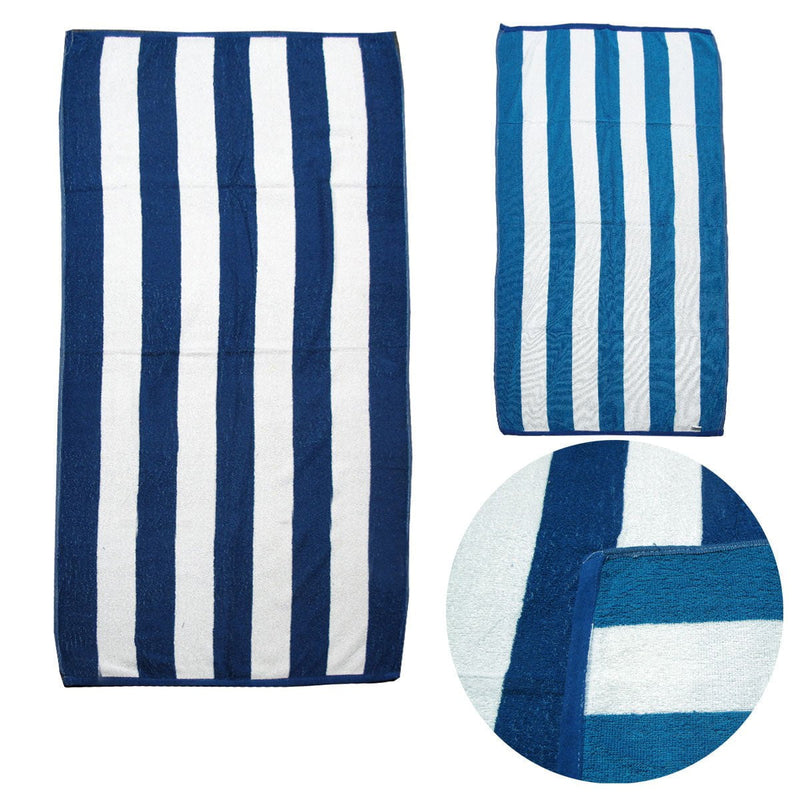 Set of 2 Reversible Cabana Striped Towels Blue/Aqua Payday Deals