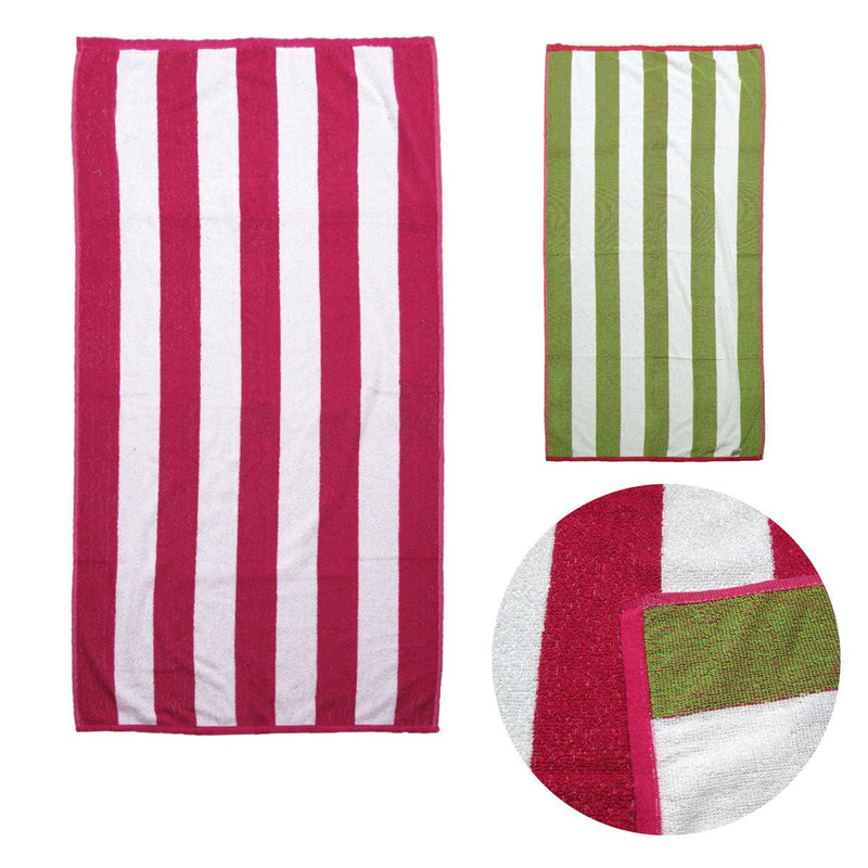 Set of 2 Reversible Cabana Striped Towels Hot Pink/Lime Payday Deals