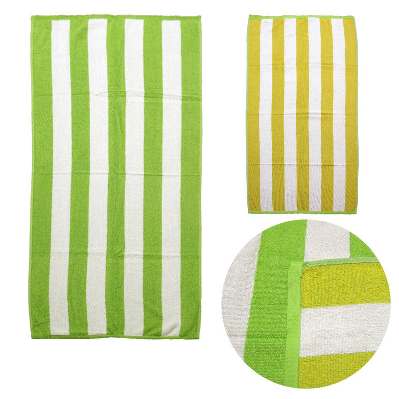 Set of 2 Reversible Cabana Striped Towels Lime/Yellow Payday Deals