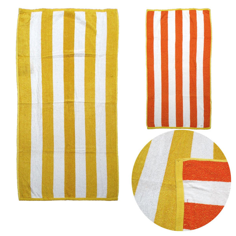 Set of 2 Reversible Cabana Striped Towels Yellow/Orange Payday Deals