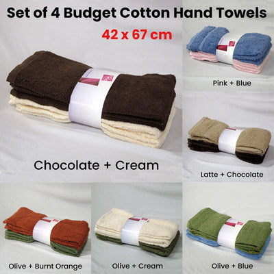 Set of 4 Budget Cotton Hand Towels 42 x 67 cm Olive Blue Payday Deals