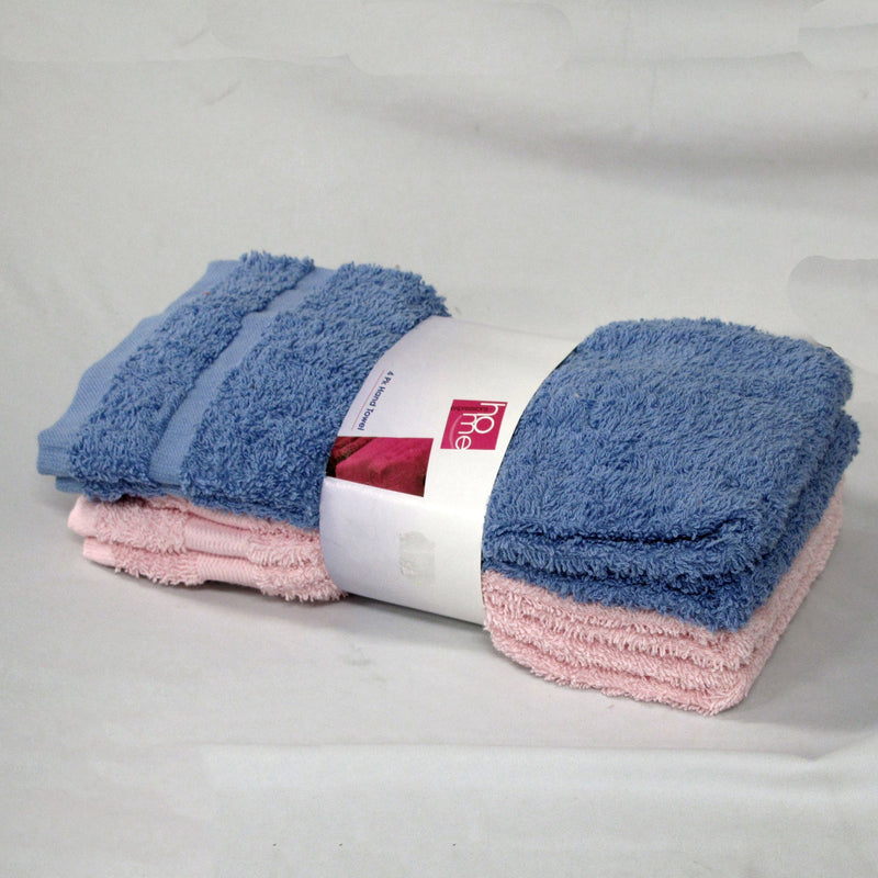 Set of 4 Budget Cotton Hand Towels 42 x 67 cm Pink Blue Payday Deals