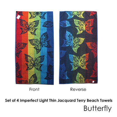 Set of 4 Imperfect Jacquard Terry Beach Towels Butterfly Payday Deals