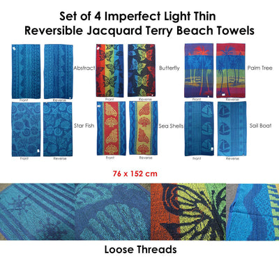 Set of 4 Imperfect Jacquard Terry Beach Towels Butterfly Payday Deals