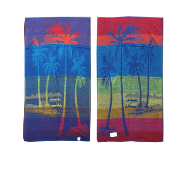 Set of 4 Imperfect Jacquard Terry Beach Towels Palm Tree Payday Deals