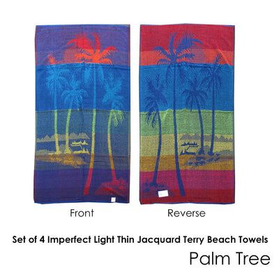 Set of 4 Imperfect Jacquard Terry Beach Towels Palm Tree Payday Deals