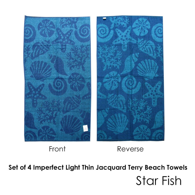 Set of 4 Imperfect Jacquard Terry Beach Towels Star Fish Payday Deals