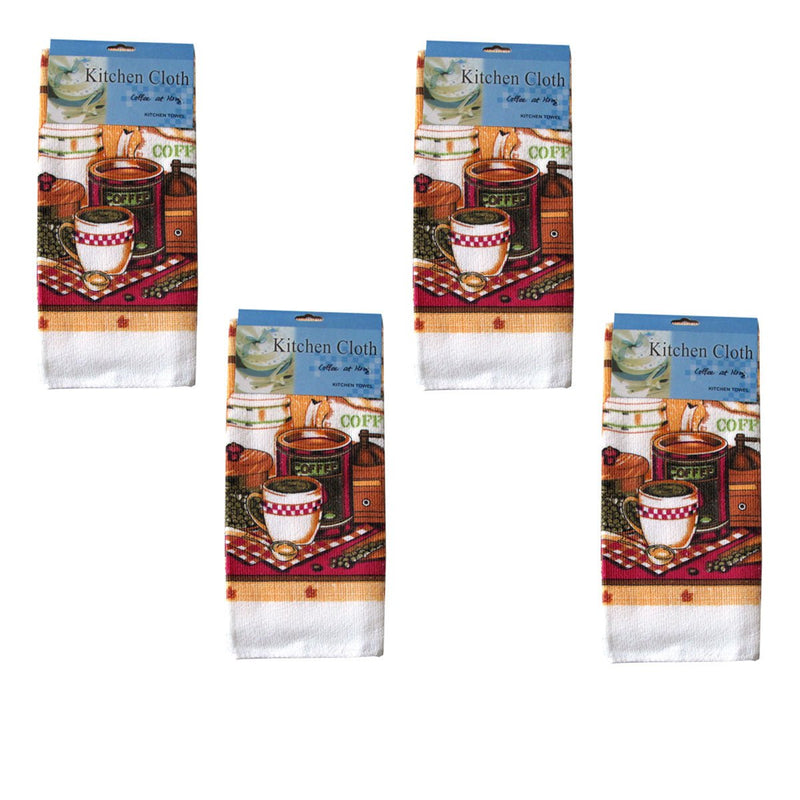 Set of 4 Microfibre Printed Tea Towels Coffee at Home Payday Deals