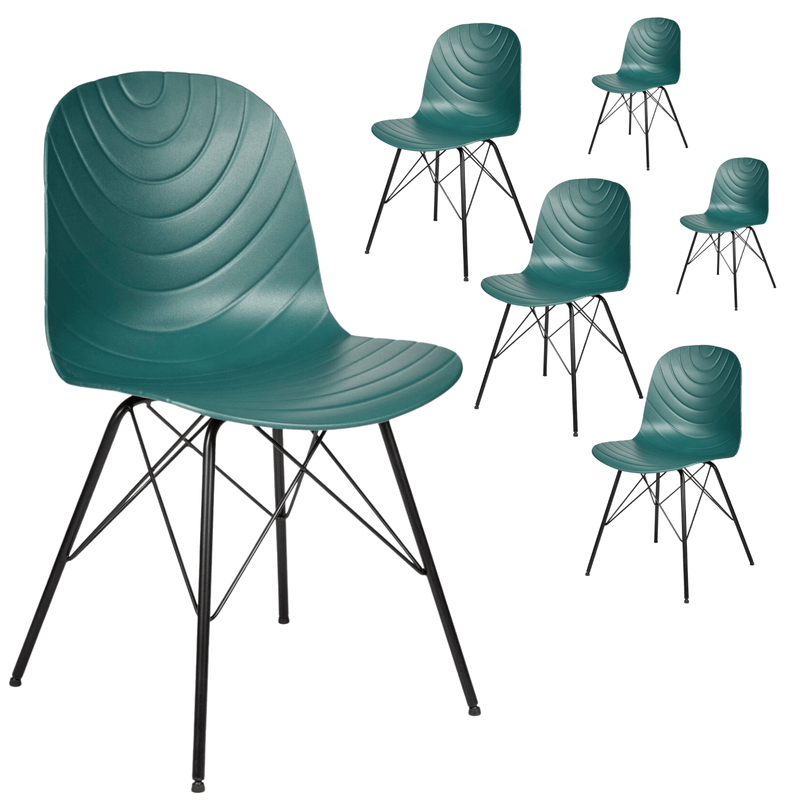 Set of 6 Modern Republica Dining Chair Office Furniture Seat Scandi Dark Green Payday Deals