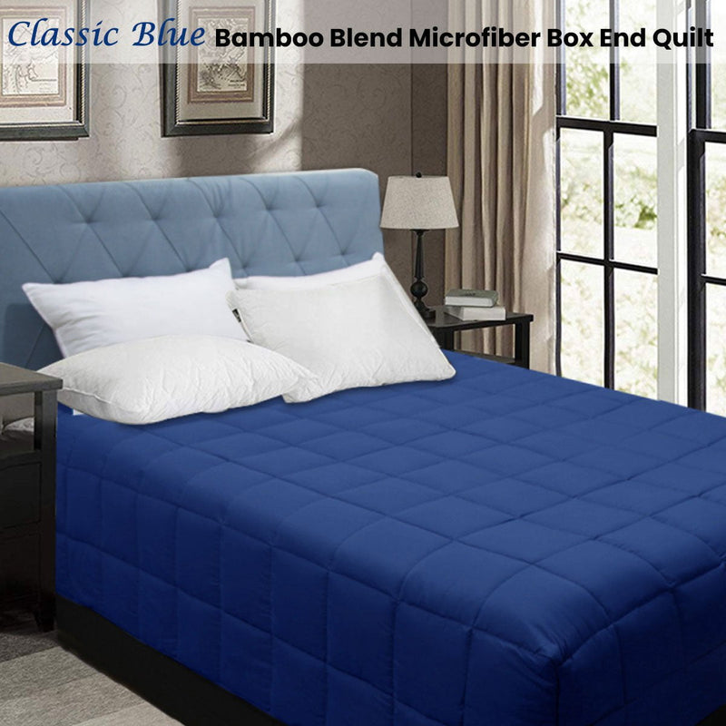 Shangri La Bamboo Blend Microfiber Box End Quilt Classic Blue King Payday Deals