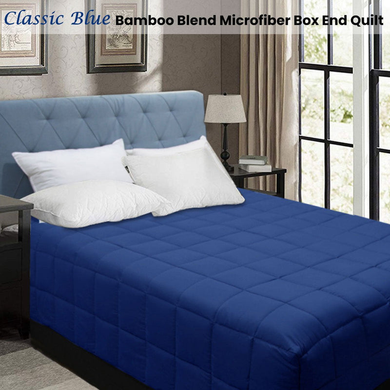 Shangri La Bamboo Blend Microfiber Box End Quilt Classic Blue King Single Payday Deals