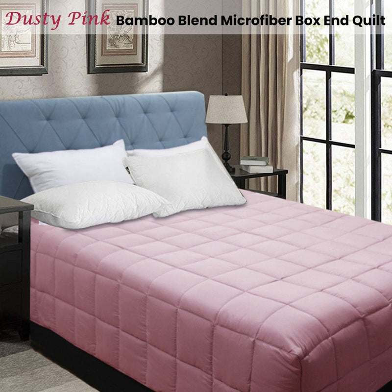 Shangri La Bamboo Blend Microfiber Box End Quilt Dusty Pink King Single Payday Deals