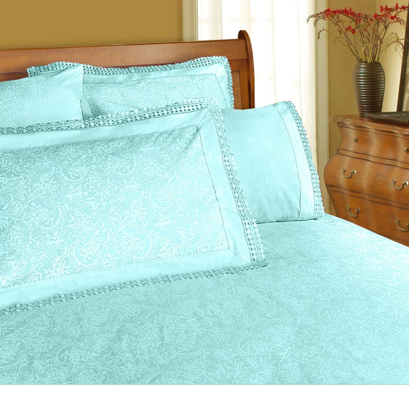 Shangri La Microfibre Machine Lace Sheet Set Limpet Shell King Payday Deals