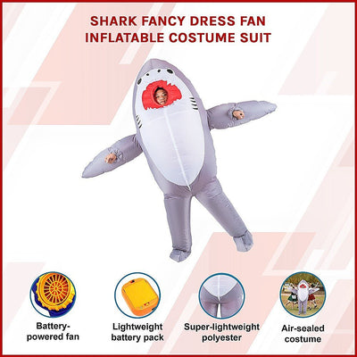 Shark Fancy Dress Fan Inflatable Costume  Suit Payday Deals