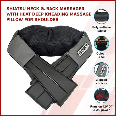 Shiatsu Neck & Back Massager with Heat Deep Kneading Massage Pillow for Shoulder Payday Deals