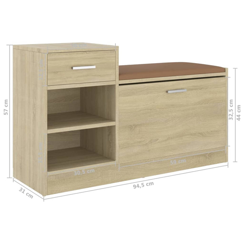 Shoe Bench Sonoma Oak 94.5x31x57 cm Engineered Wood Payday Deals