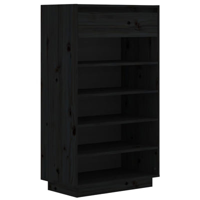 Shoe Cabinet Black 60x34x105 cm Solid Wood Pine Payday Deals