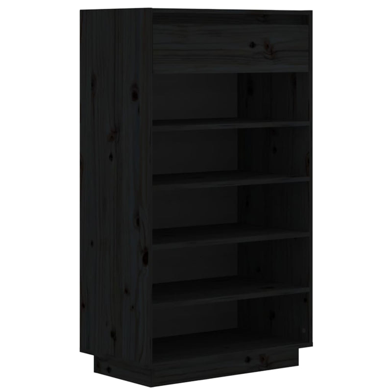 Shoe Cabinet Black 60x34x105 cm Solid Wood Pine Payday Deals