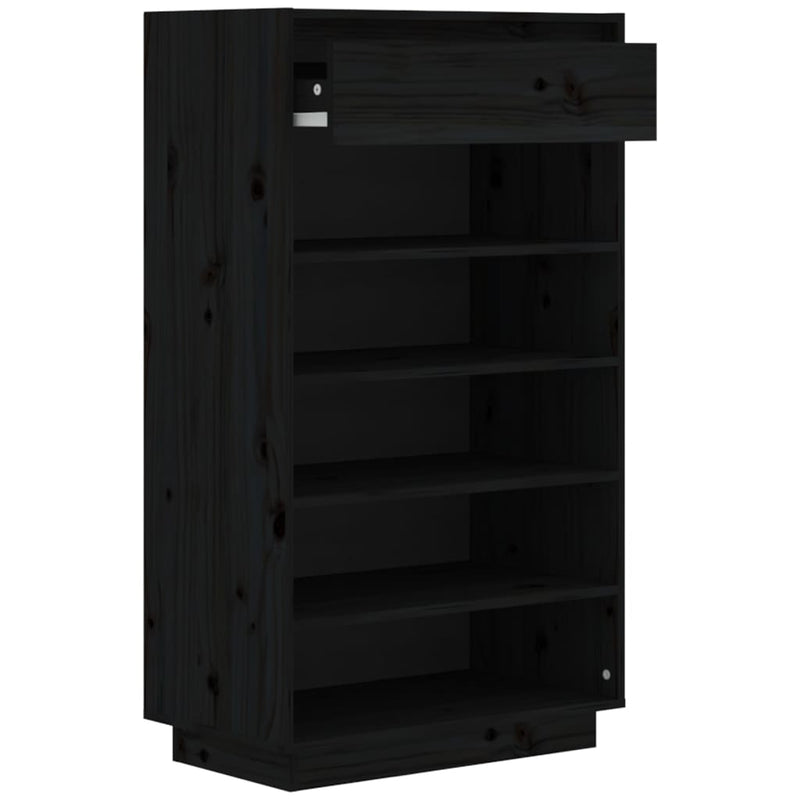 Shoe Cabinet Black 60x34x105 cm Solid Wood Pine Payday Deals