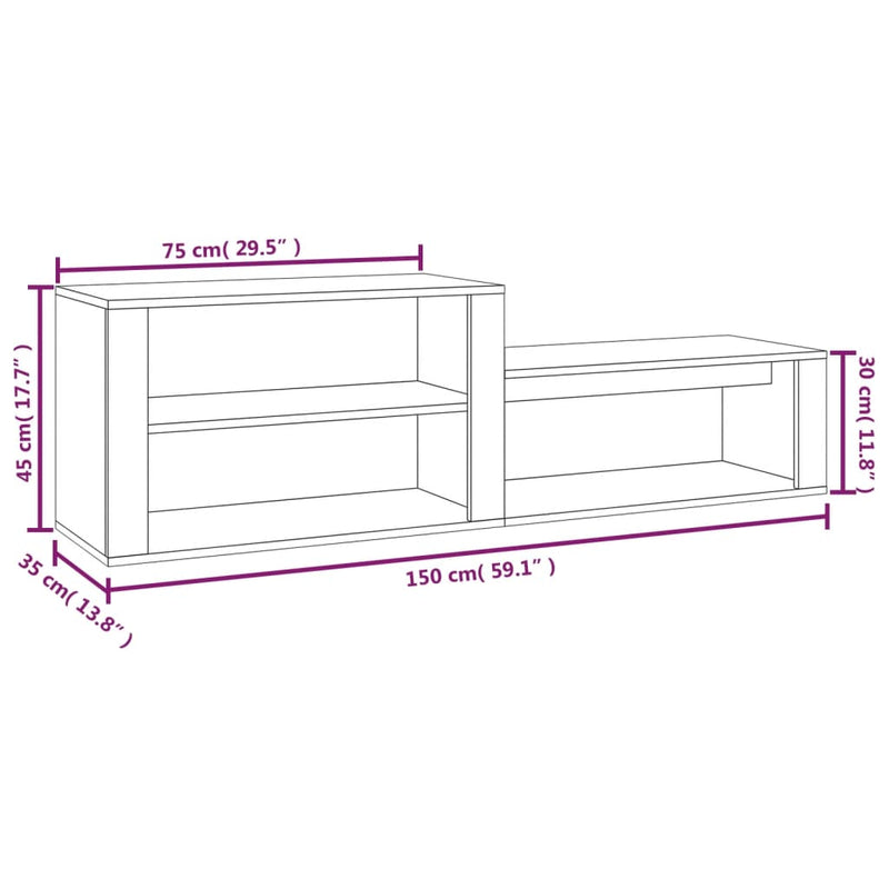 Shoe Cabinet Concrete Grey 150x35x45 cm Engineered Wood Payday Deals