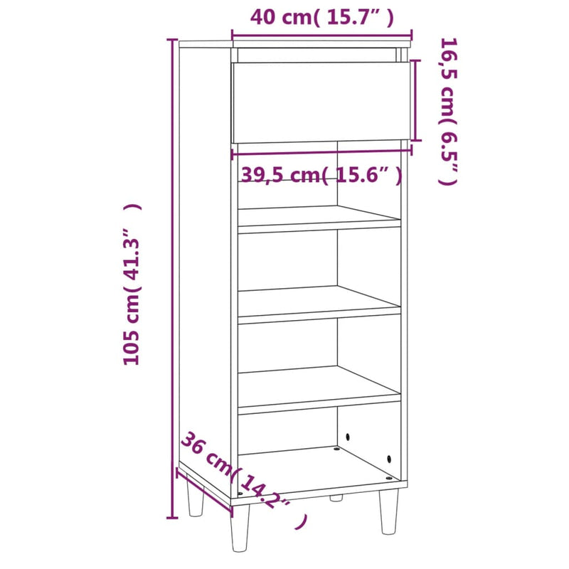 Shoe Cabinet Concrete Grey 40x36x105 cm Engineered Wood Payday Deals