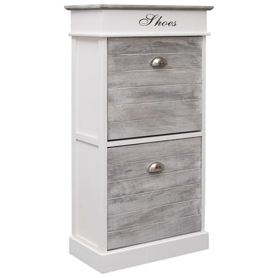 Shoe Cabinet Grey 50x28x98 cm Paulownia Wood Payday Deals