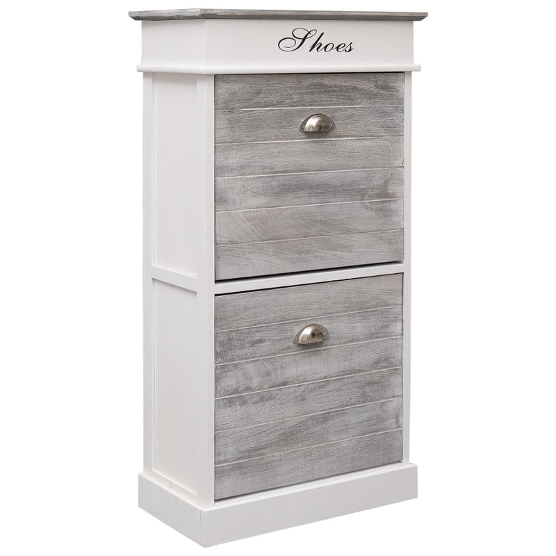 Shoe Cabinet Grey 50x28x98 cm Paulownia Wood Payday Deals