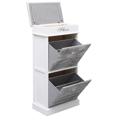 Shoe Cabinet Grey 50x28x98 cm Paulownia Wood Payday Deals
