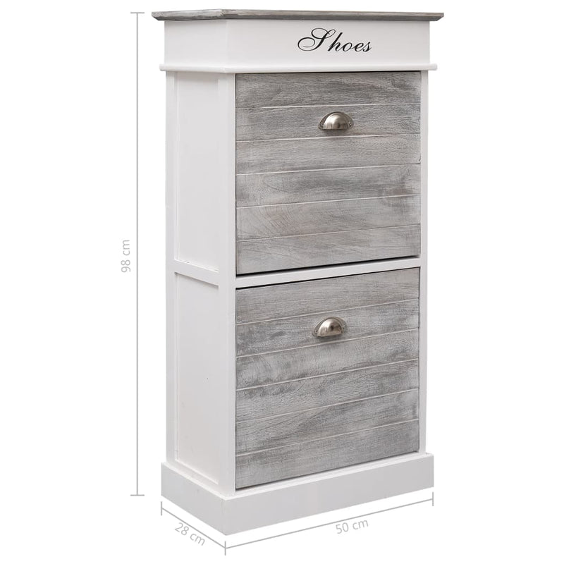 Shoe Cabinet Grey 50x28x98 cm Paulownia Wood Payday Deals