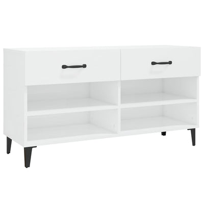 Shoe Cabinet High Gloss White 102x35x55 cm Engineered Wood Payday Deals