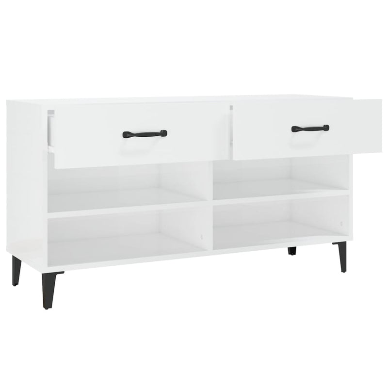 Shoe Cabinet High Gloss White 102x35x55 cm Engineered Wood Payday Deals