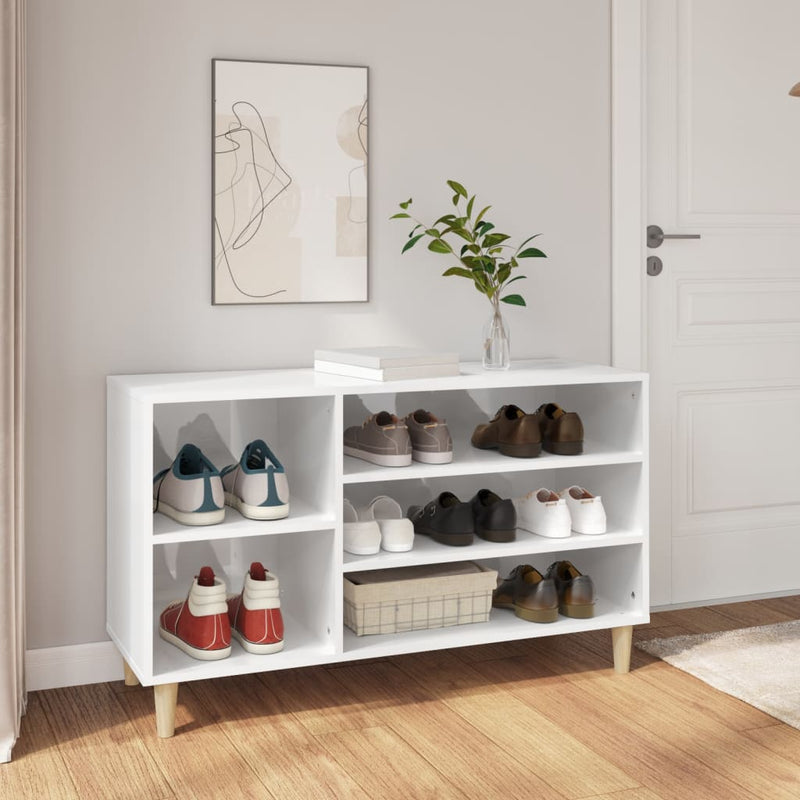 Shoe Cabinet High Gloss White 102x36x60 cm Engineered Wood Payday Deals