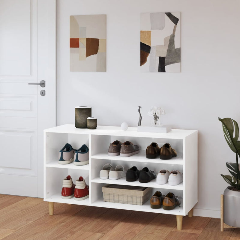 Shoe Cabinet High Gloss White 102x36x60 cm Engineered Wood Payday Deals